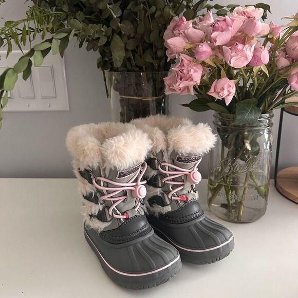 London Fog Other - London Fog Baby Girls' Gray and pink Winter Boots waterproof snow boots Size-6